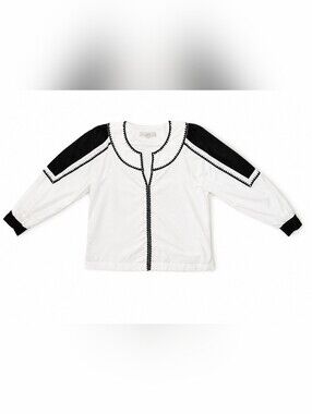 LOFT White Blouse with Black Trim Blouse